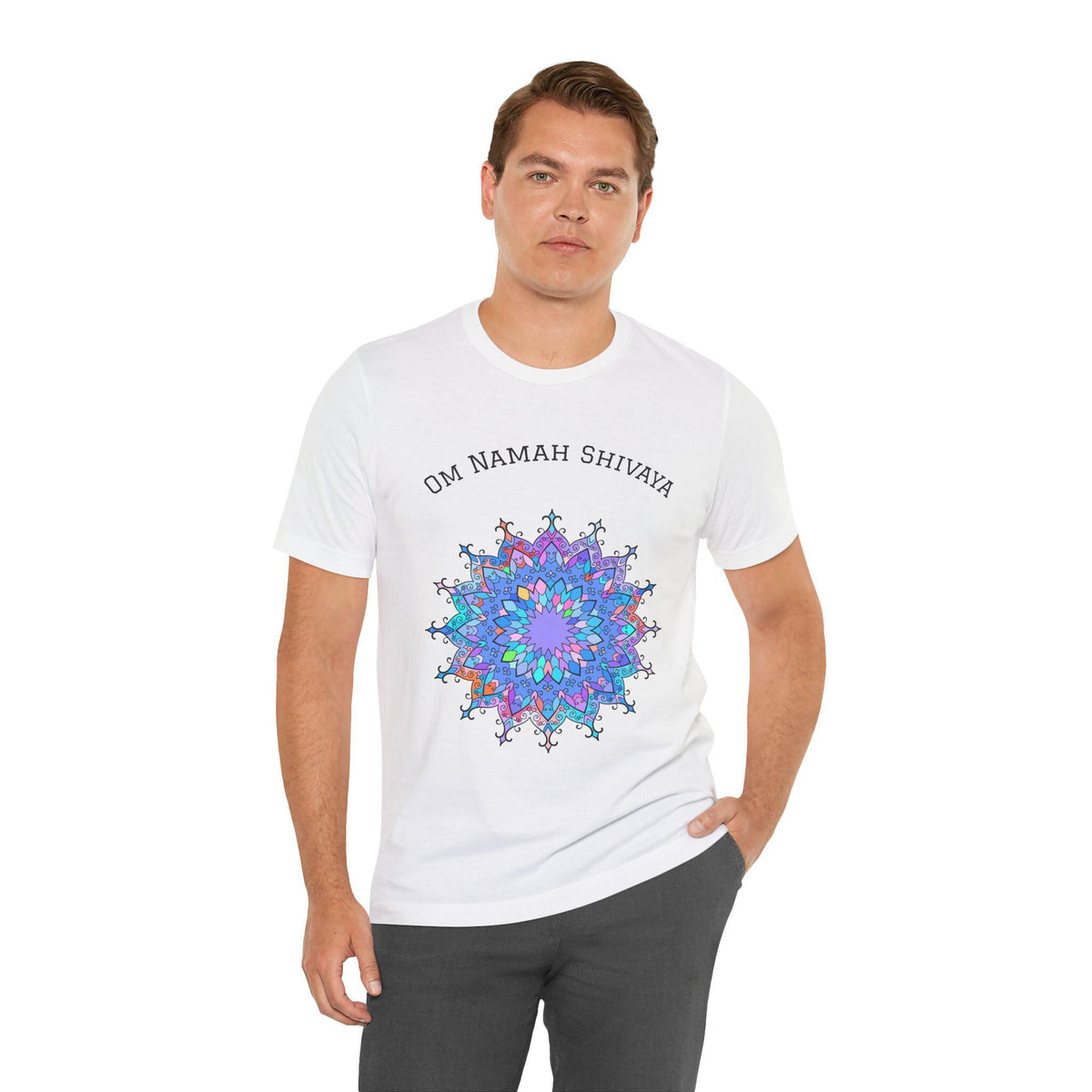 Blue Mandala Om Namah Shivaya T-Shirt, Spiritual Yoga Tee