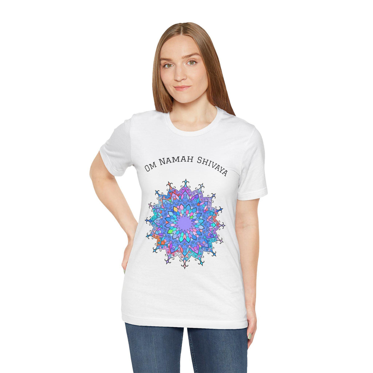 Blue Mandala Om Namah Shivaya T-Shirt, Spiritual Yoga Tee