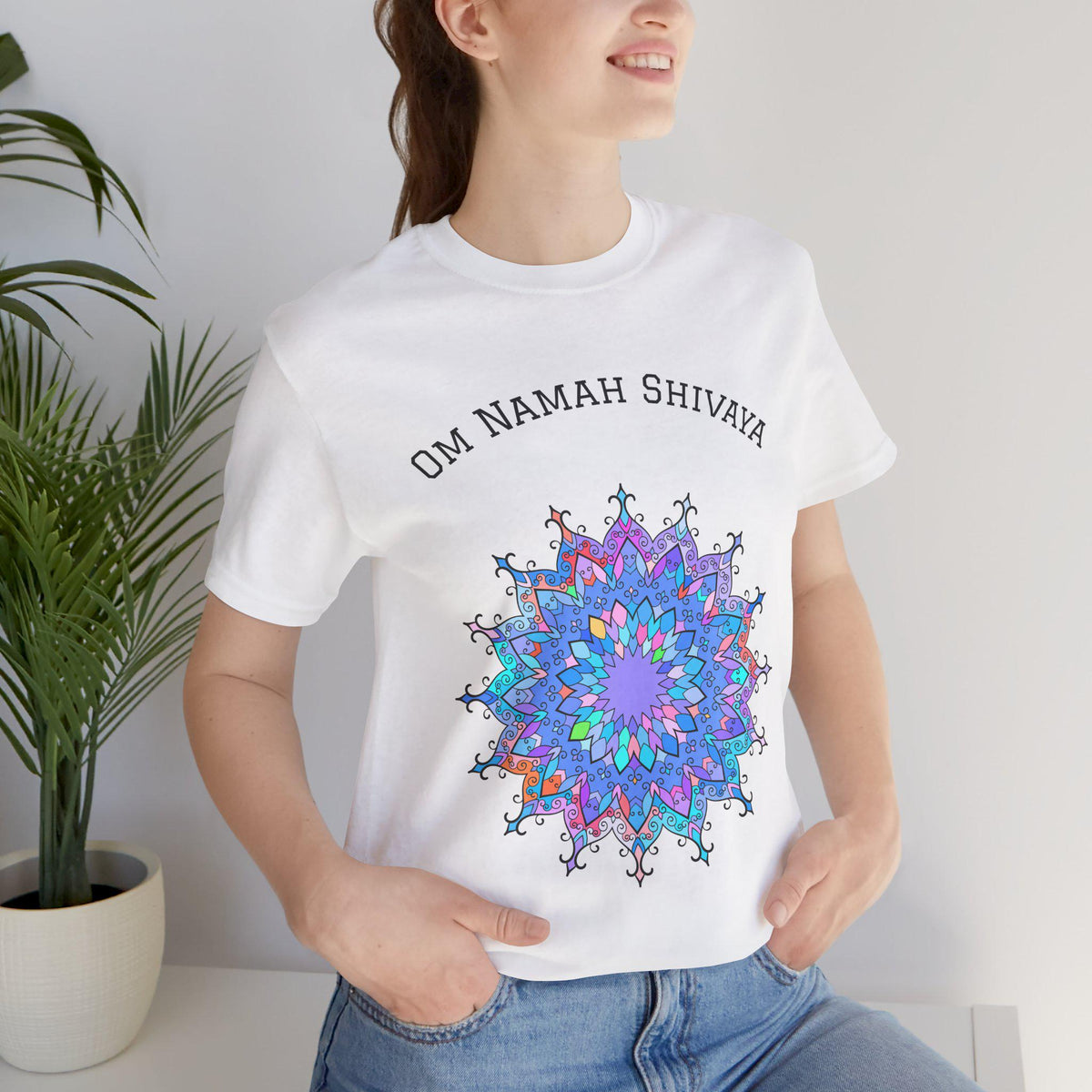 Blue Mandala Om Namah Shivaya T-Shirt, Spiritual Yoga Tee